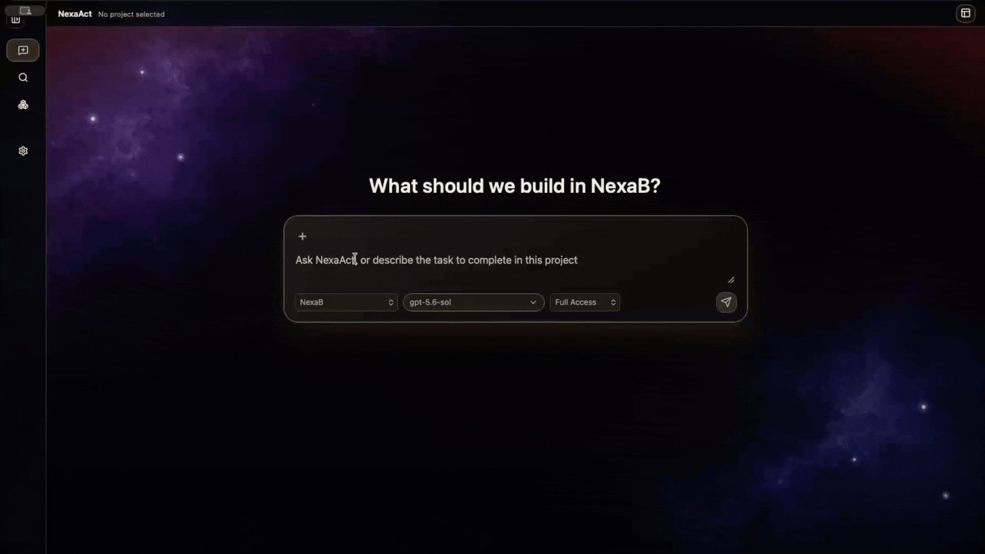 Current NexaAct chat workspace with local project context and agent controls