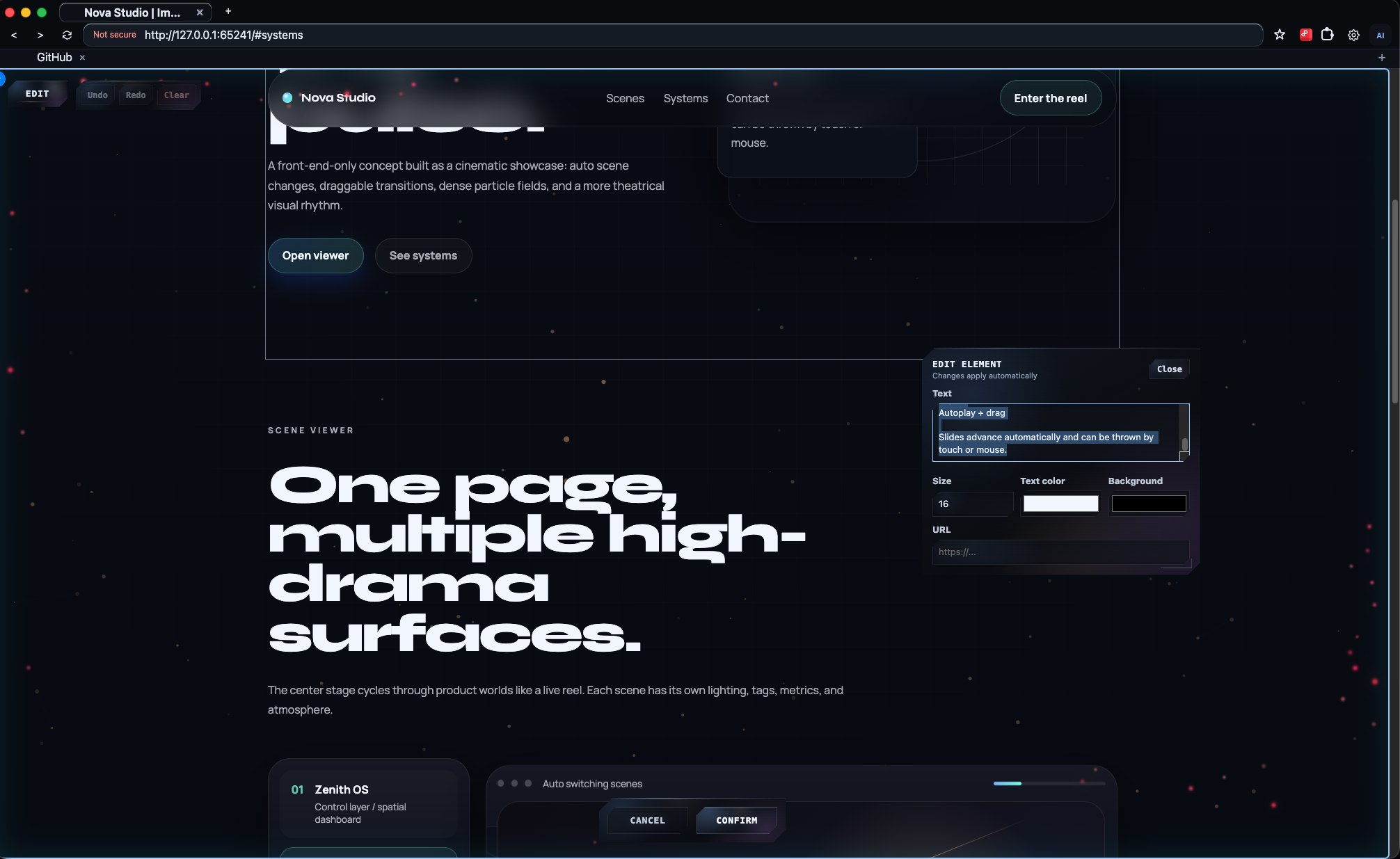 NexaBrowse local preview editor with page editing controls